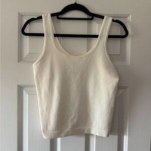 White Tight fitting ribbed shirt